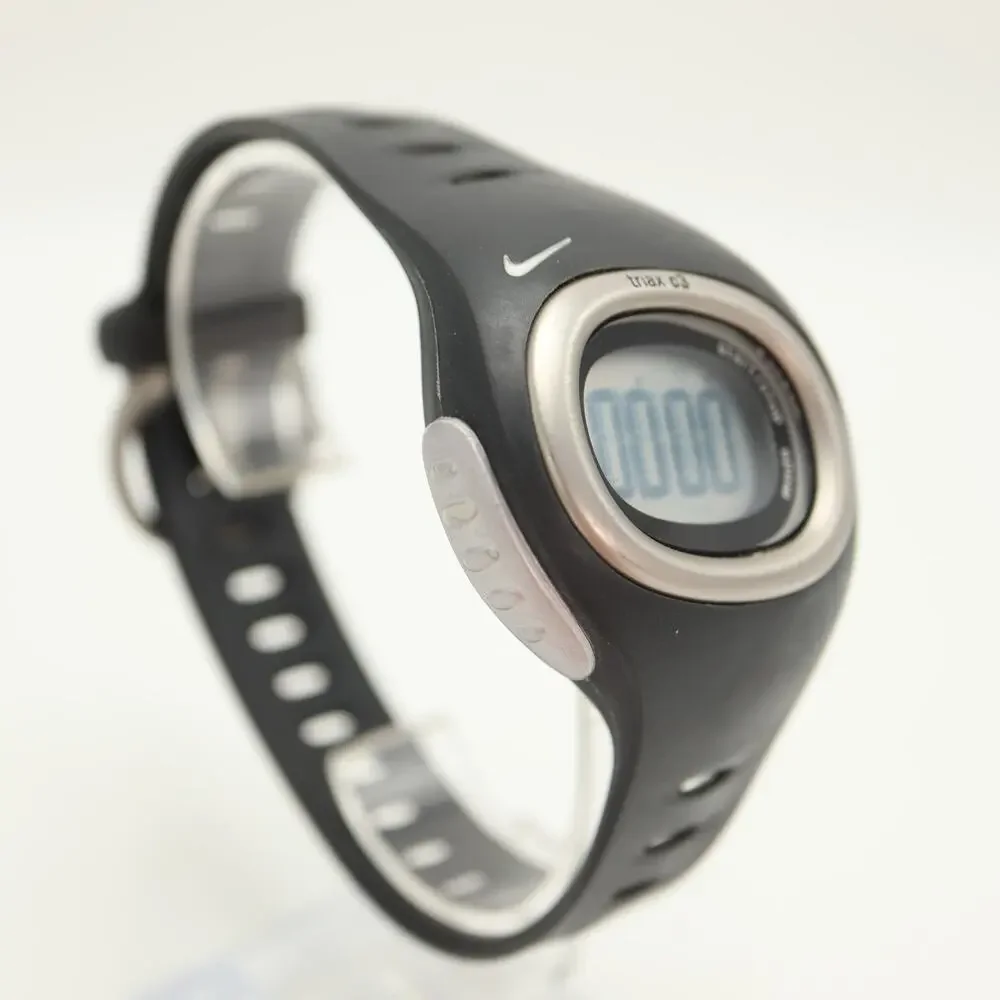 Vintage Y2K Nike Triax C3 Digital 40mm Watch Timer Black Silver w New Battery